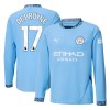 Maillot à Manches Longues Manchester City De Bruyne 17 Domicile 2024-25 Pour Homme